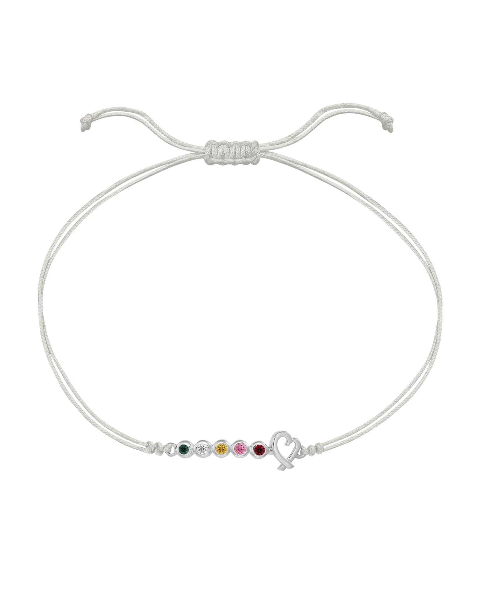 Birthstone Bar Heart Bracelet - 14K White Gold