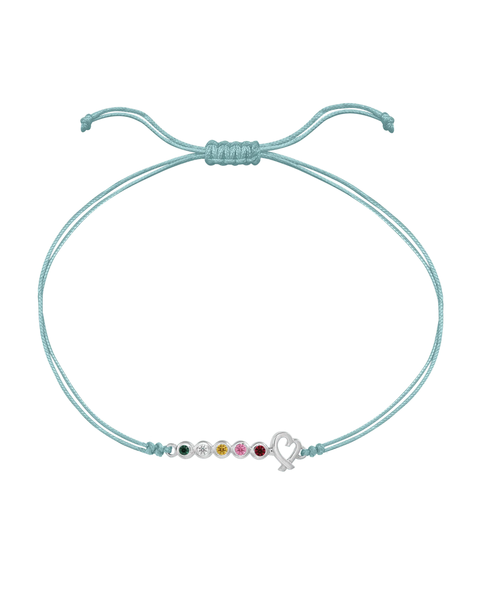 Birthstone Bar Heart Bracelet - 14K White Gold