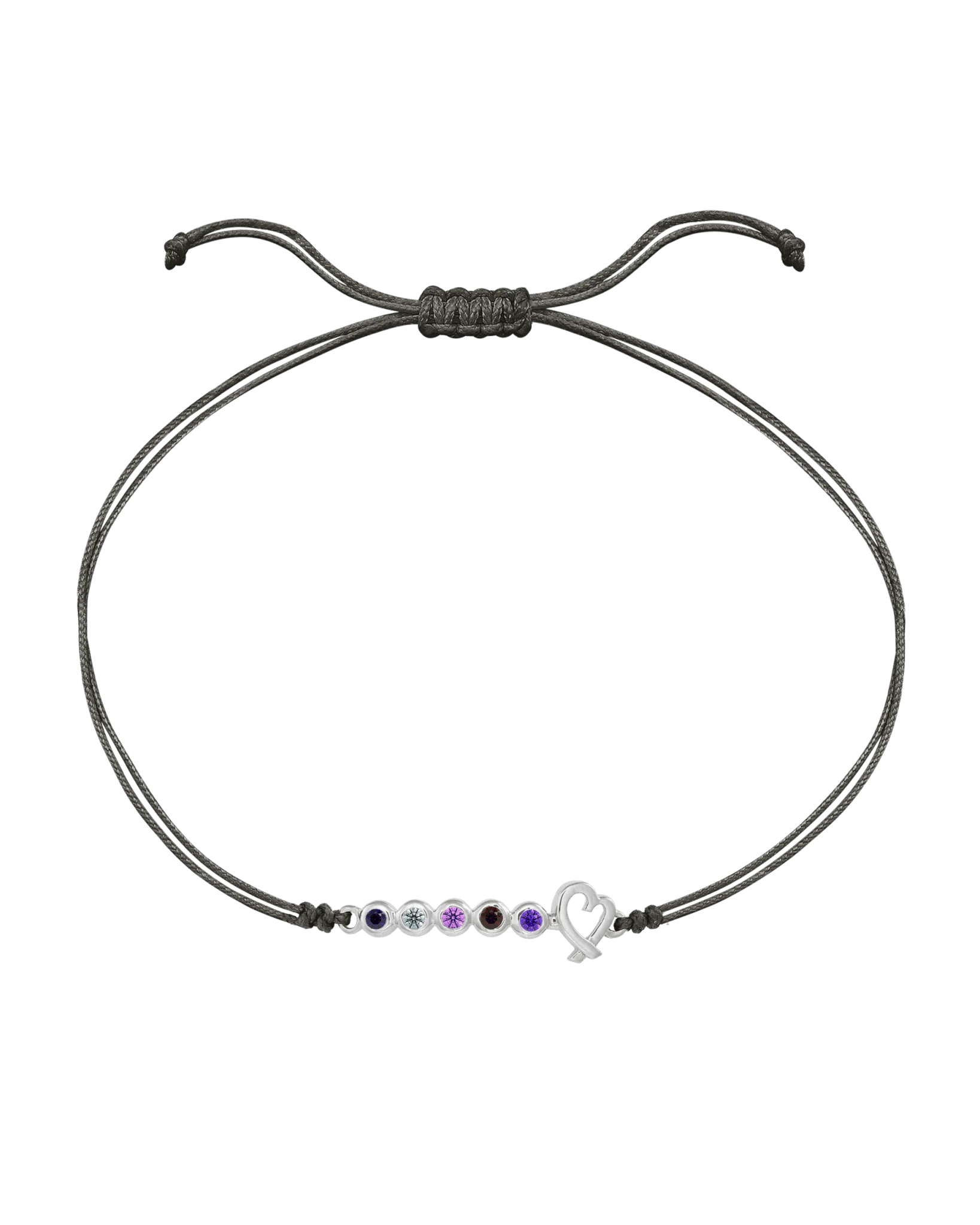 Birthstone Bar Heart Bracelet - 14K White Gold
