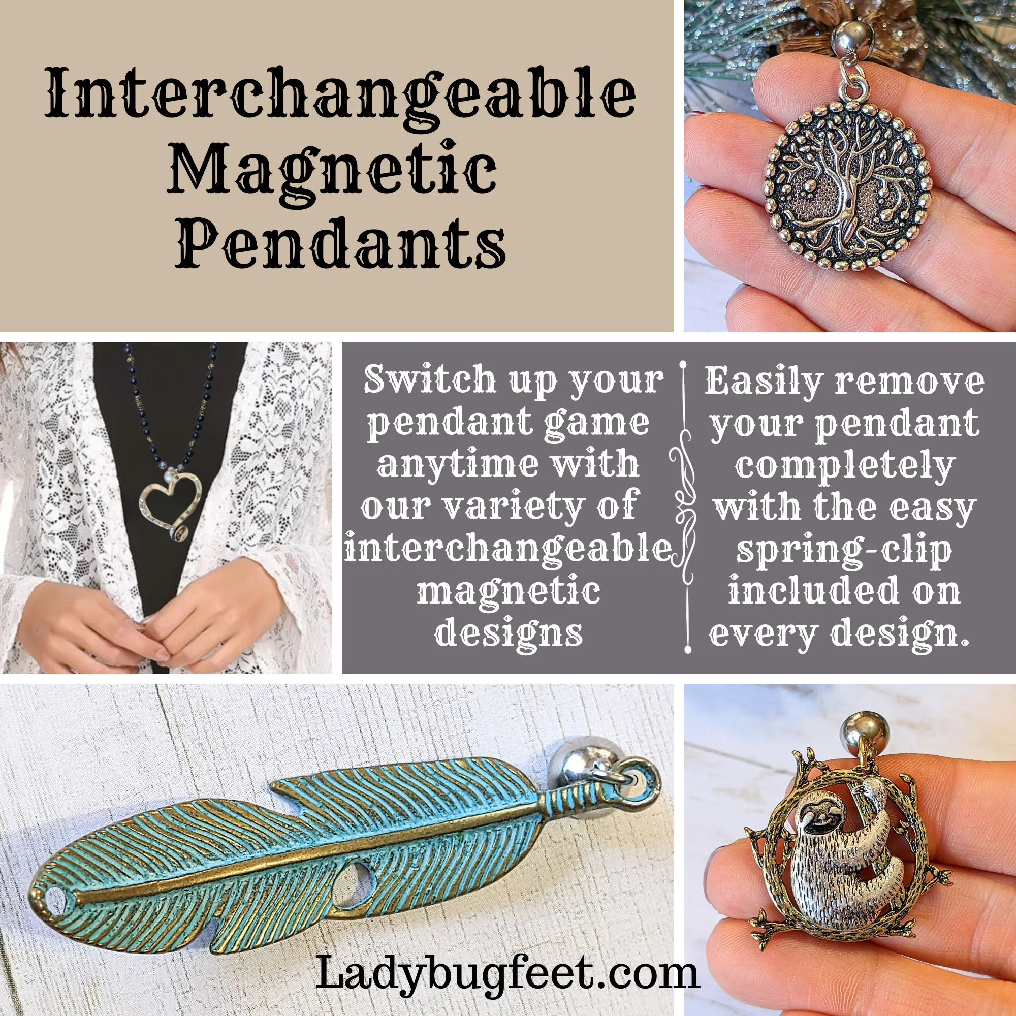 Blue Patina Curved Feather Pendant