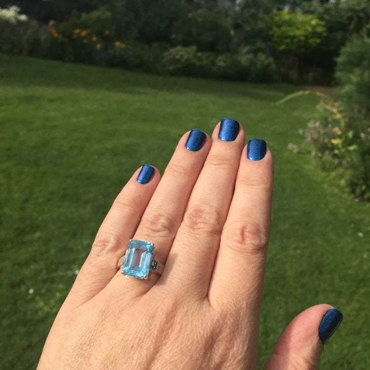 Blue Topaz Duchess Solitaire Silver Ring
