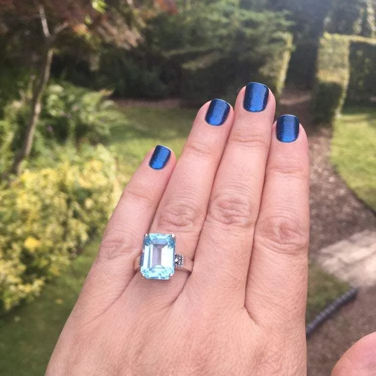 Blue Topaz Duchess Solitaire Silver Ring