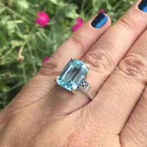Blue Topaz Duchess Solitaire Silver Ring