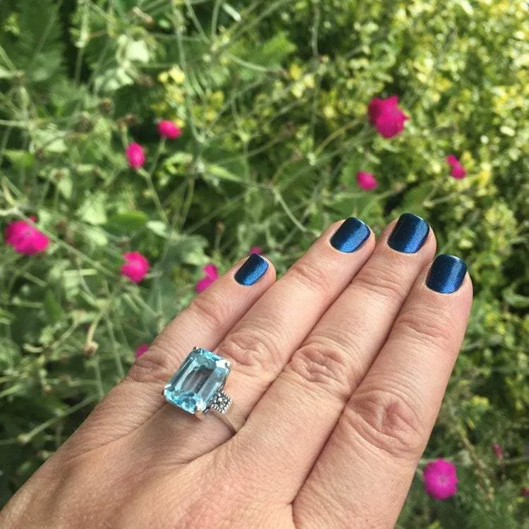 Blue Topaz Duchess Solitaire Silver Ring