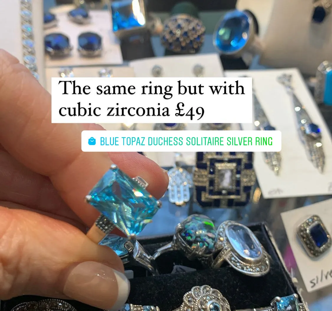 Blue Topaz Duchess Solitaire Silver Ring