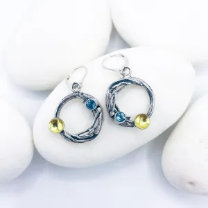 Blue Topaz Nest Earrings - Cradle of Light Earrings