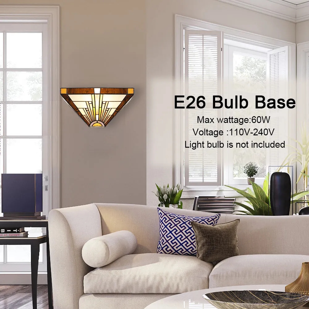 BONLICHT Tiffany Style1-Light Wall Sconce with 12 Inch Width Stained Glass Shade Wall Lamp