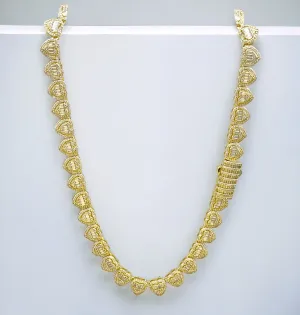 Brass 10MM Clasp Clock Heart Shaped Baguette Stone Chain Set(17" 7") BRCS-12 (SALE)