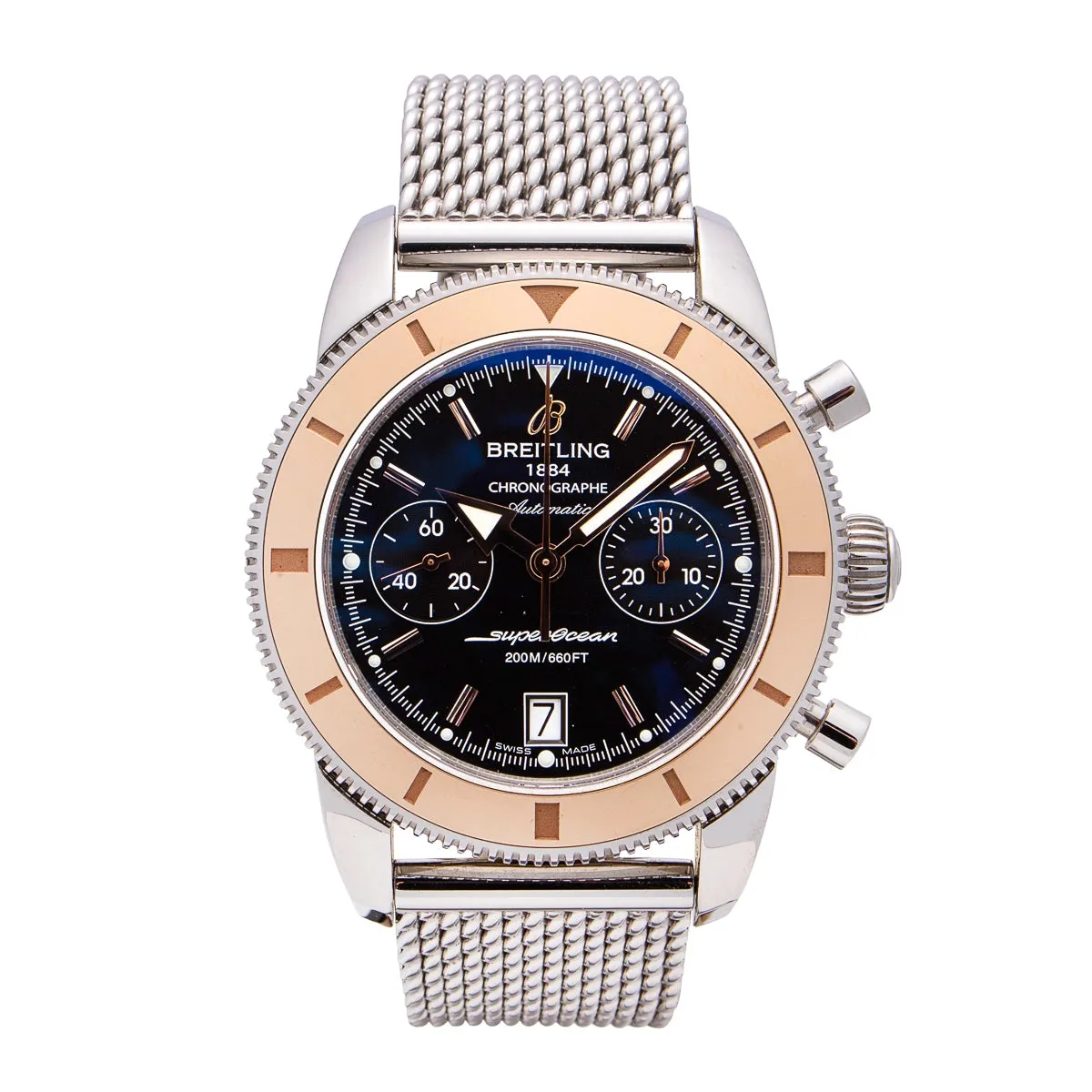 Breitling Superocean Heritage Chronograph SS/RG Black Dial 44mm Automatic (Preowned)