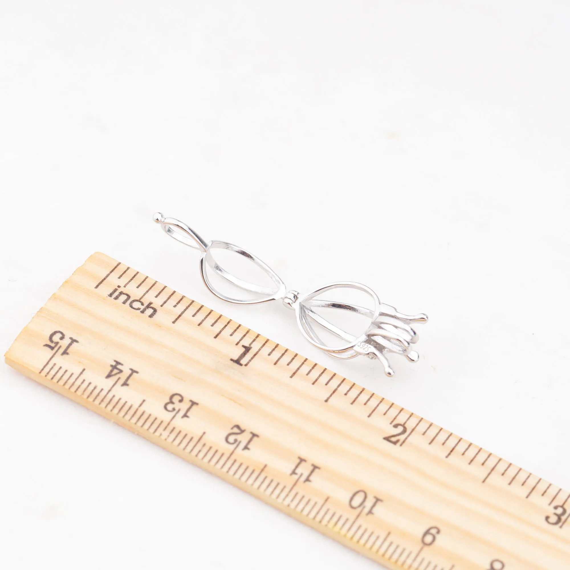 C030102 sterling silver Freshwater pearl cage pendant necklace jewelry locket for pearl party