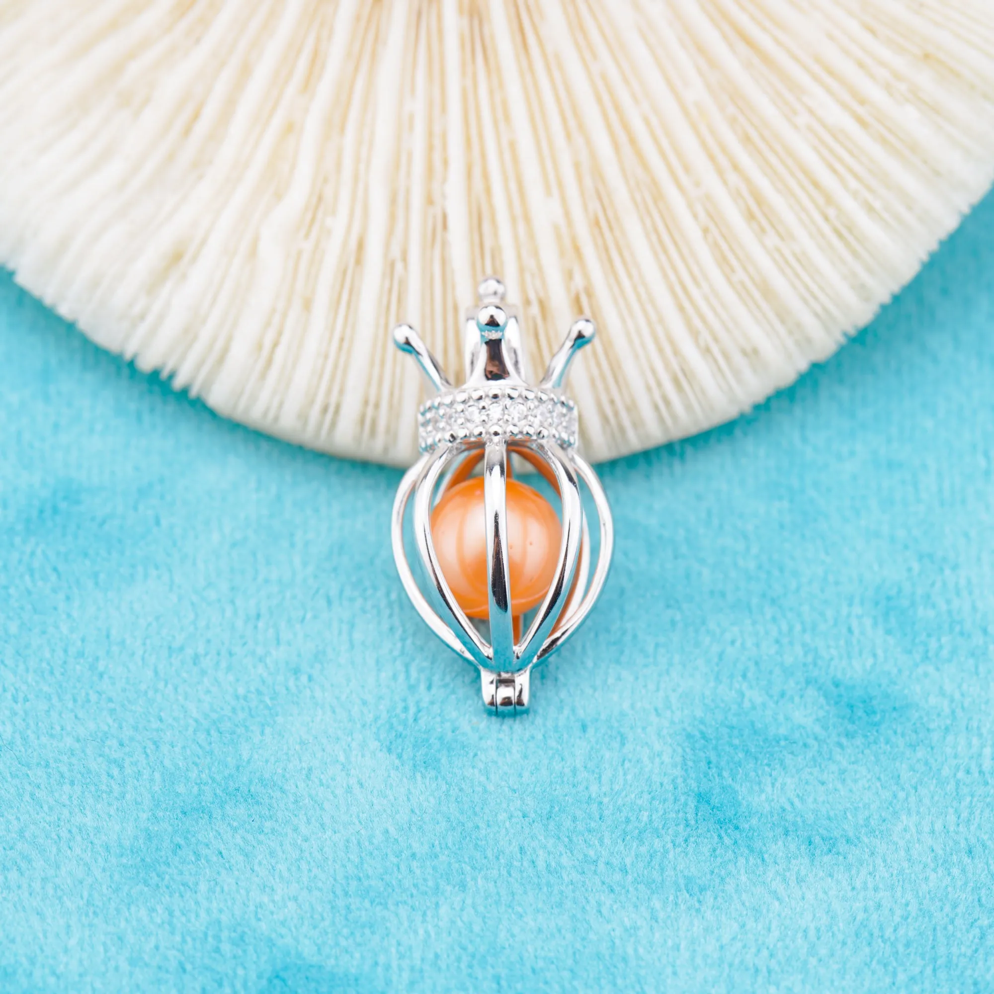 C030102 sterling silver Freshwater pearl cage pendant necklace jewelry locket for pearl party