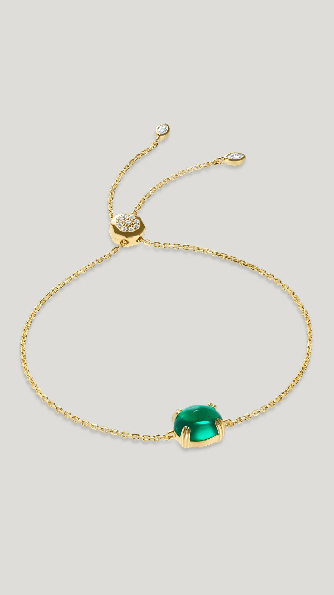 Cabochon Bracelet Emerald Gold Vermeil