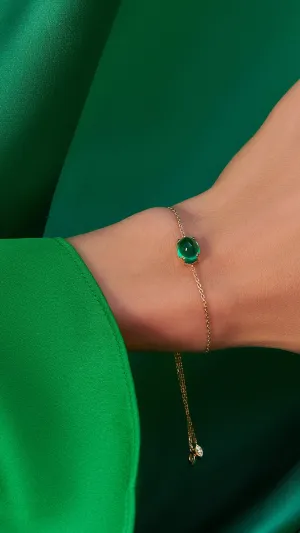 Cabochon Bracelet Emerald Gold Vermeil