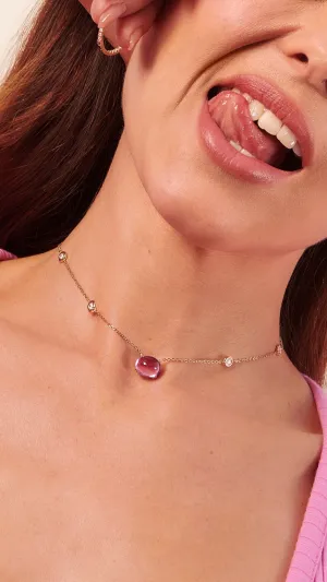 Cabochon Necklace Light Pink Gold Vermeil