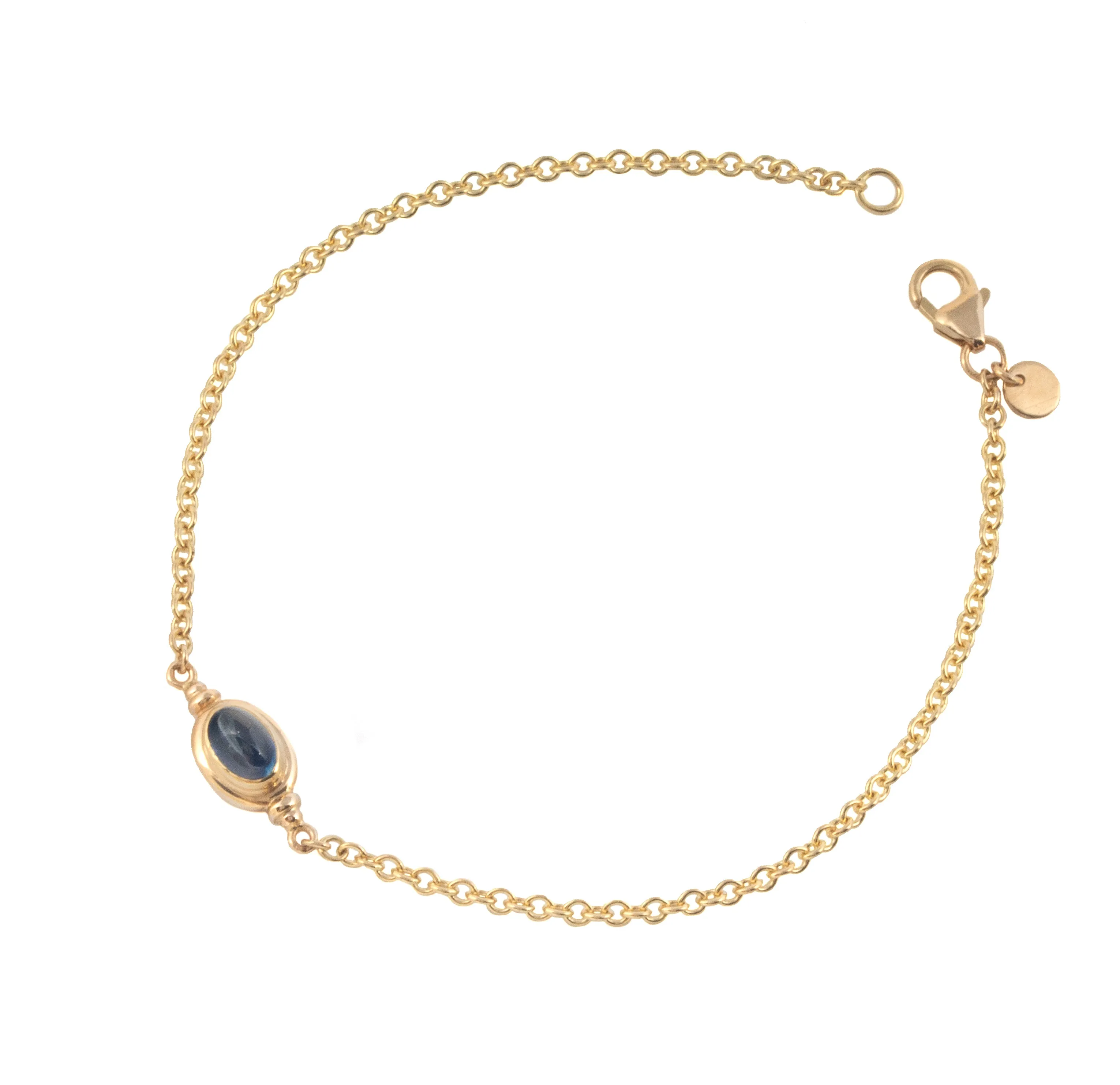 Captured Bracelet with Cabochon Cut Blue Sapphire