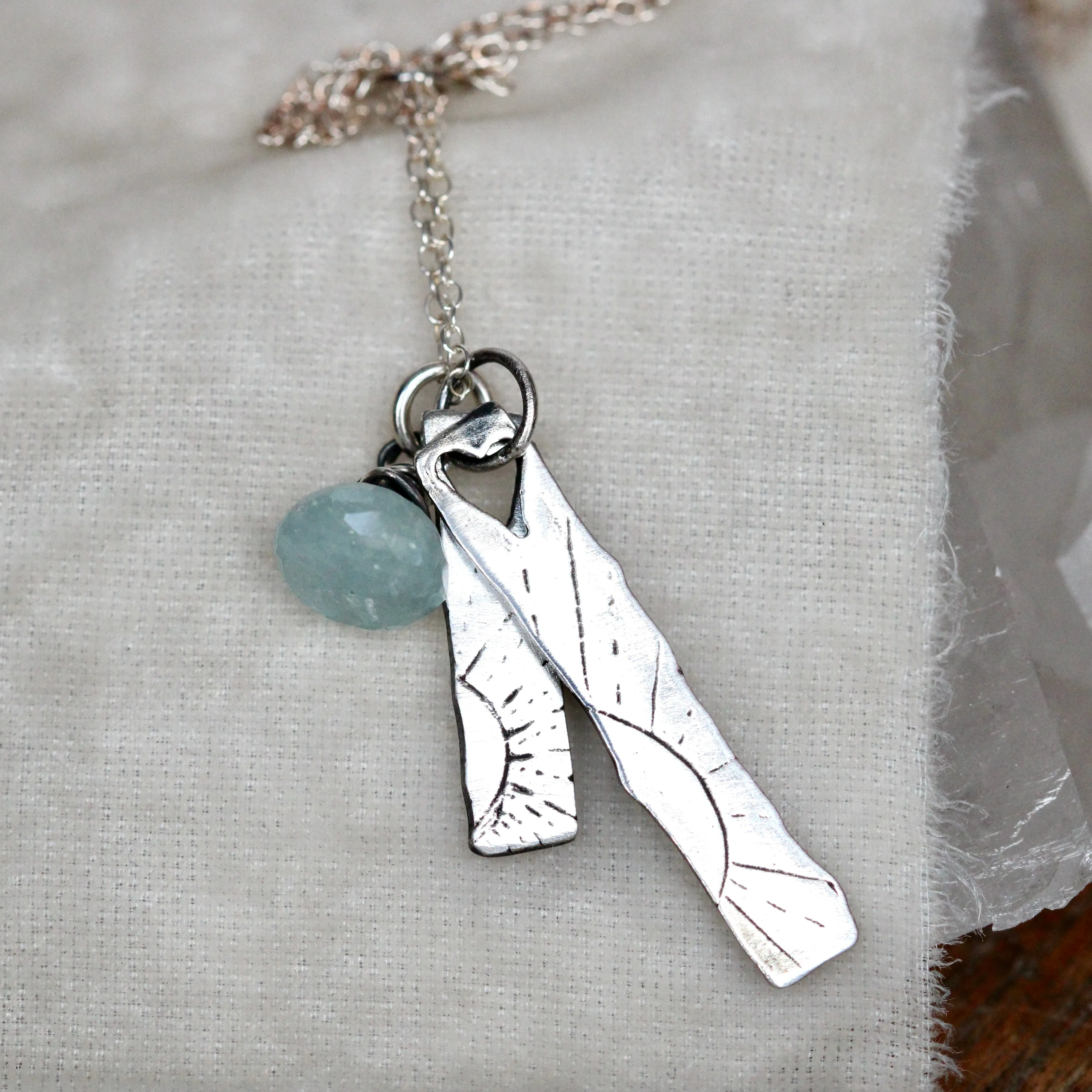 Carpe Diem Sterling silver and  Aquamarine necklace