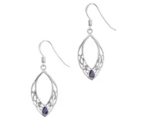 Celtic Silver Oval Drop Earrings