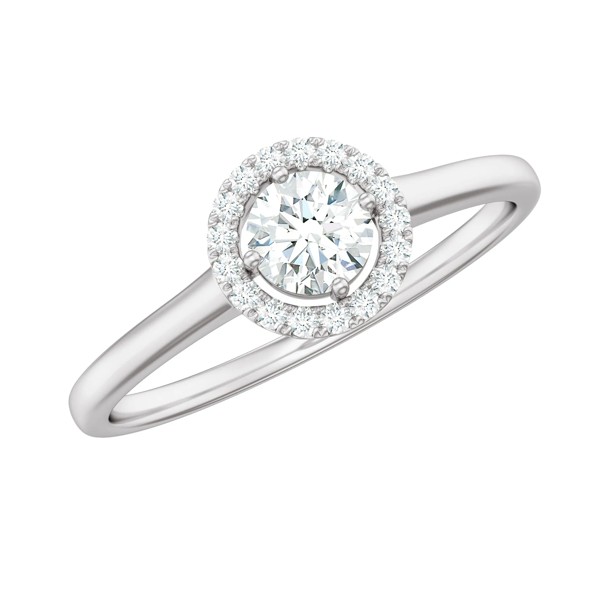 Certified Moissanite Halo Promise Ring in Gold