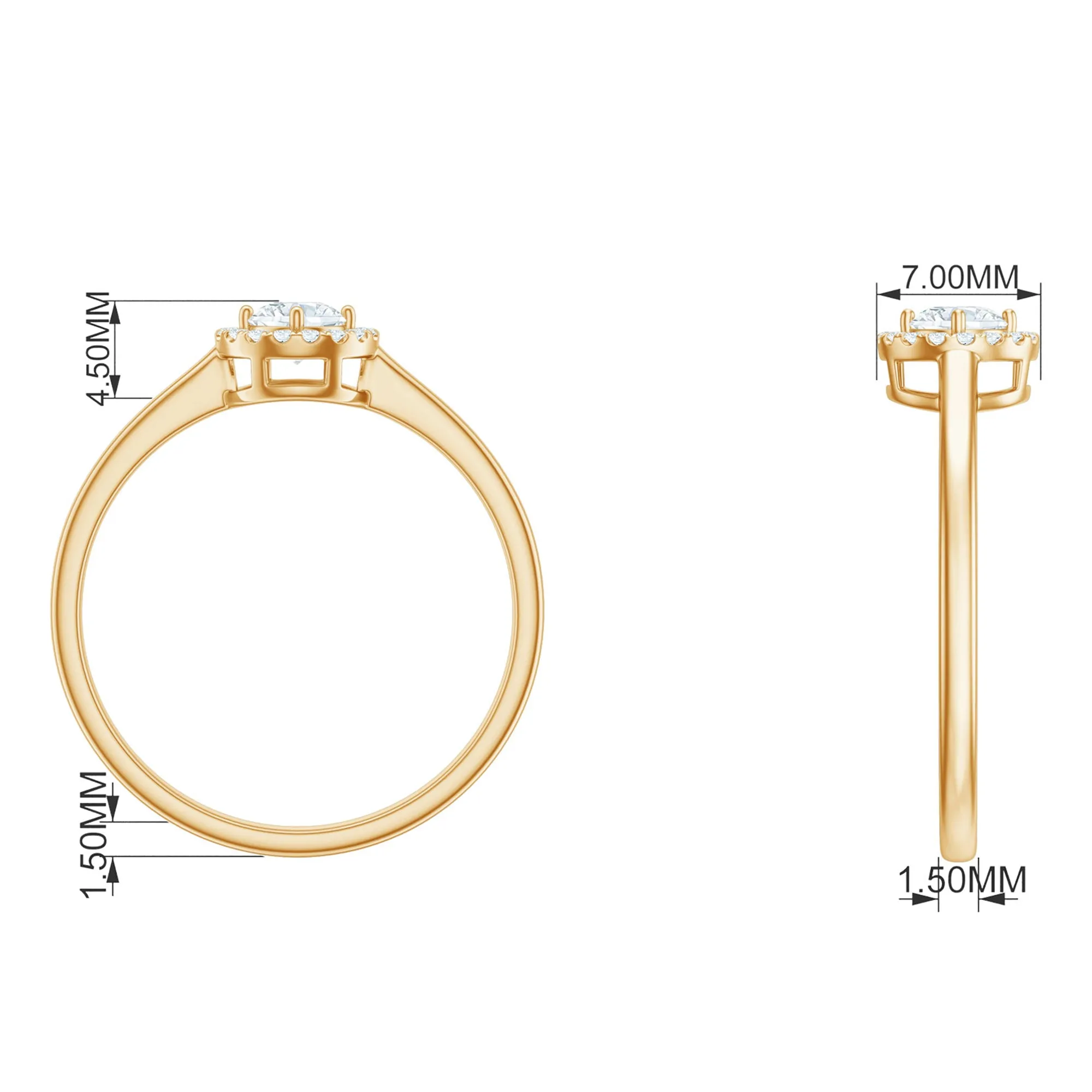 Certified Moissanite Halo Promise Ring in Gold