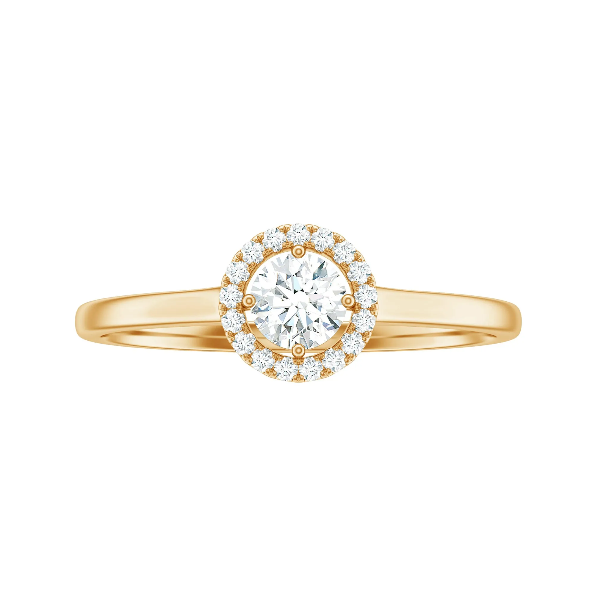 Certified Moissanite Halo Promise Ring in Gold