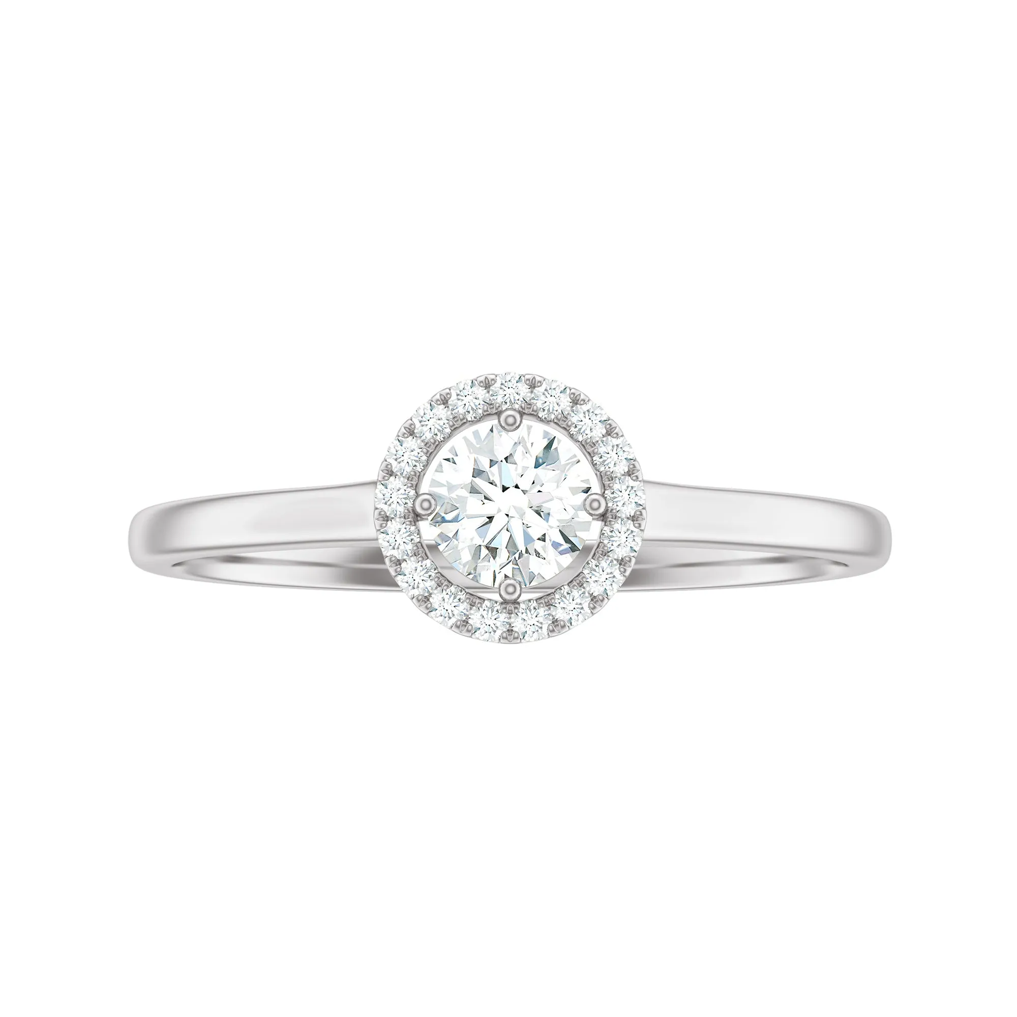 Certified Moissanite Halo Promise Ring in Gold