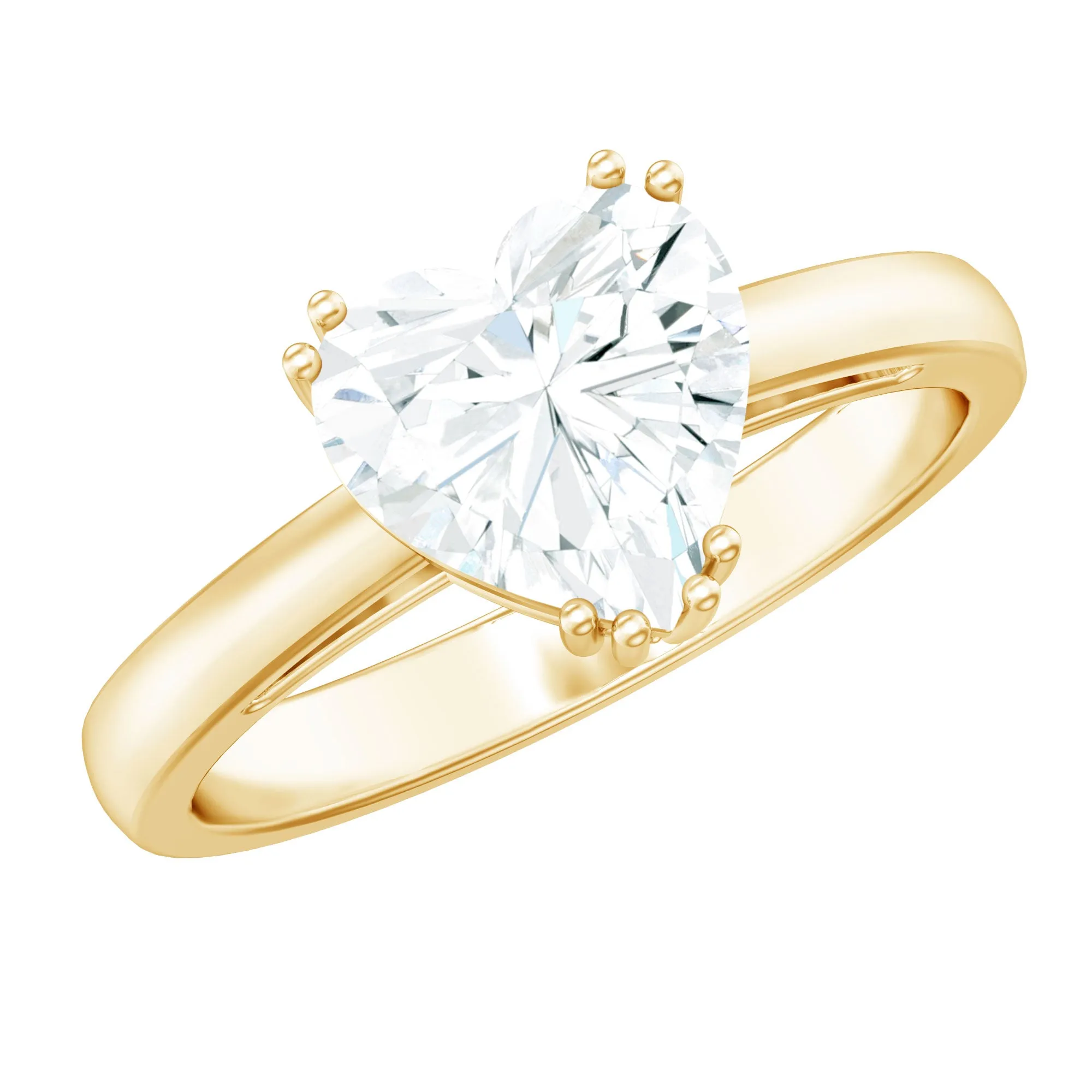 Certified Moissanite Solitaire Heart Engagement Ring