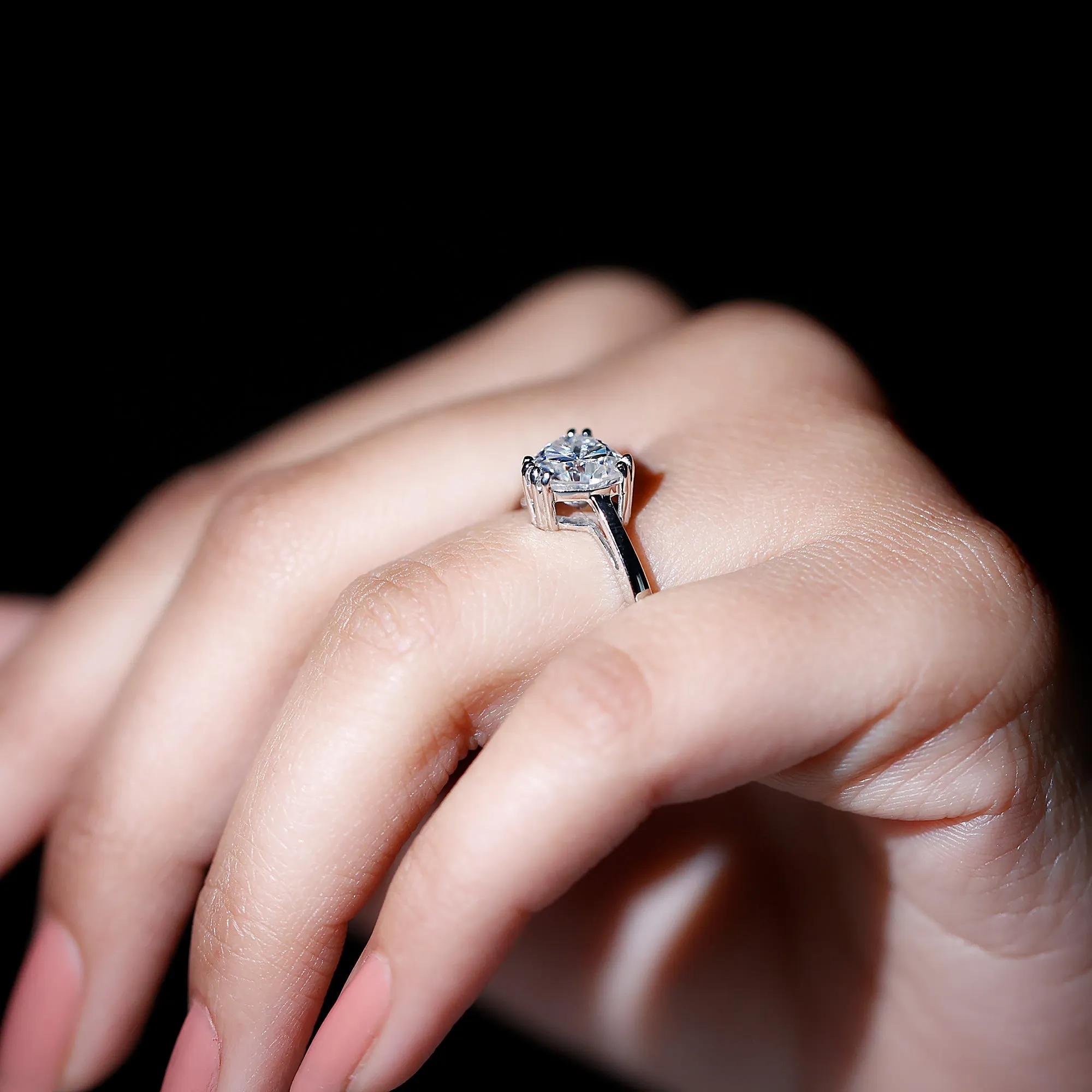 Certified Moissanite Solitaire Heart Engagement Ring