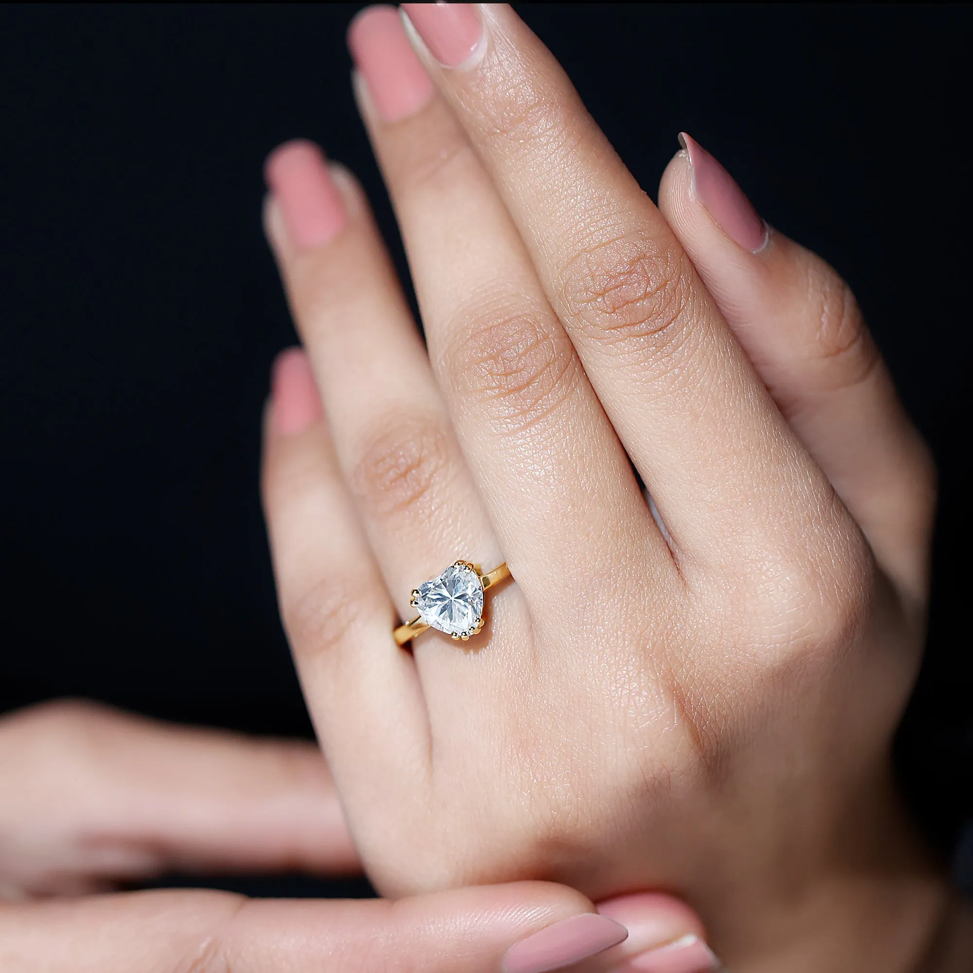 Certified Moissanite Solitaire Heart Engagement Ring