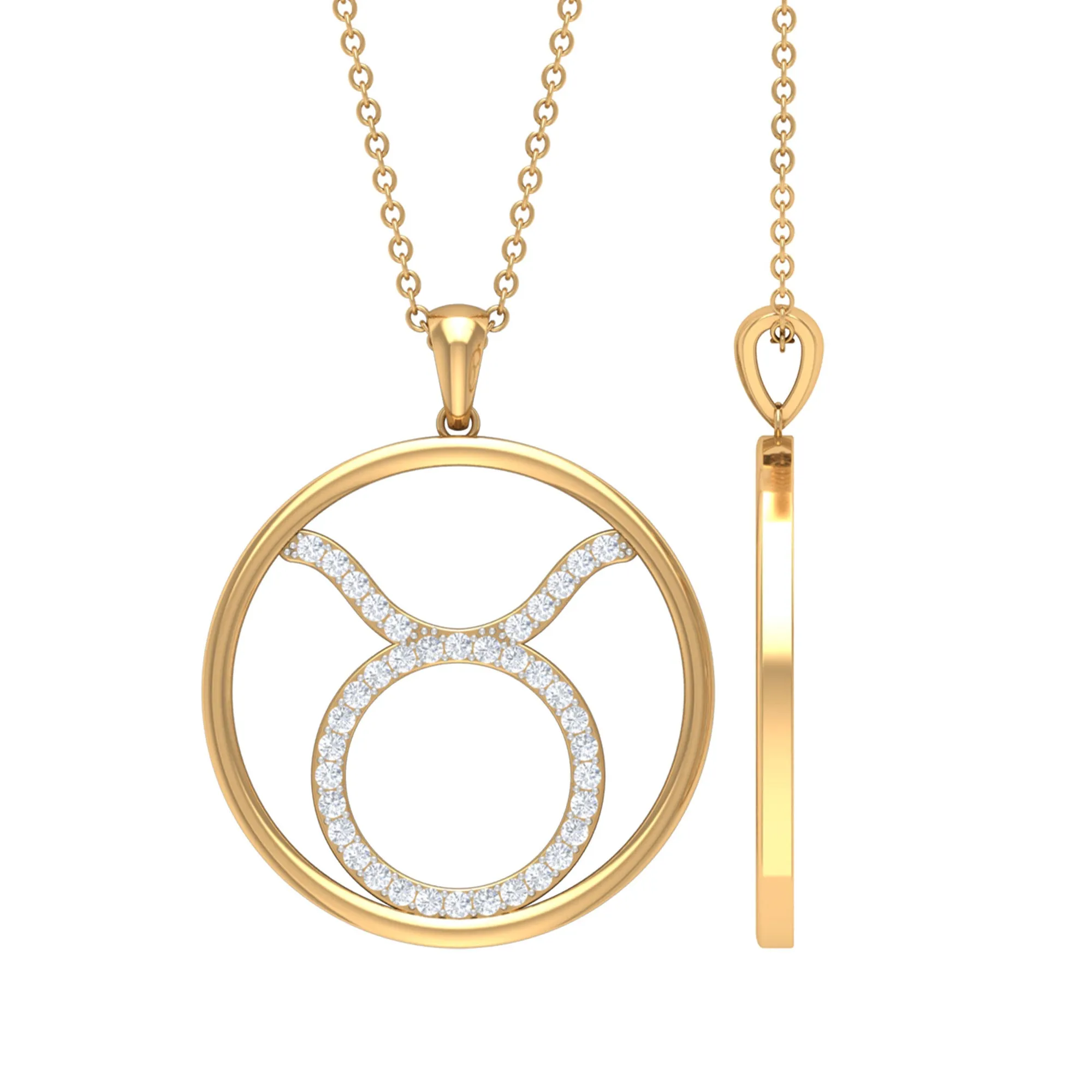 Certified Moissanite Taurus Zodiac Sign Pendant Necklace
