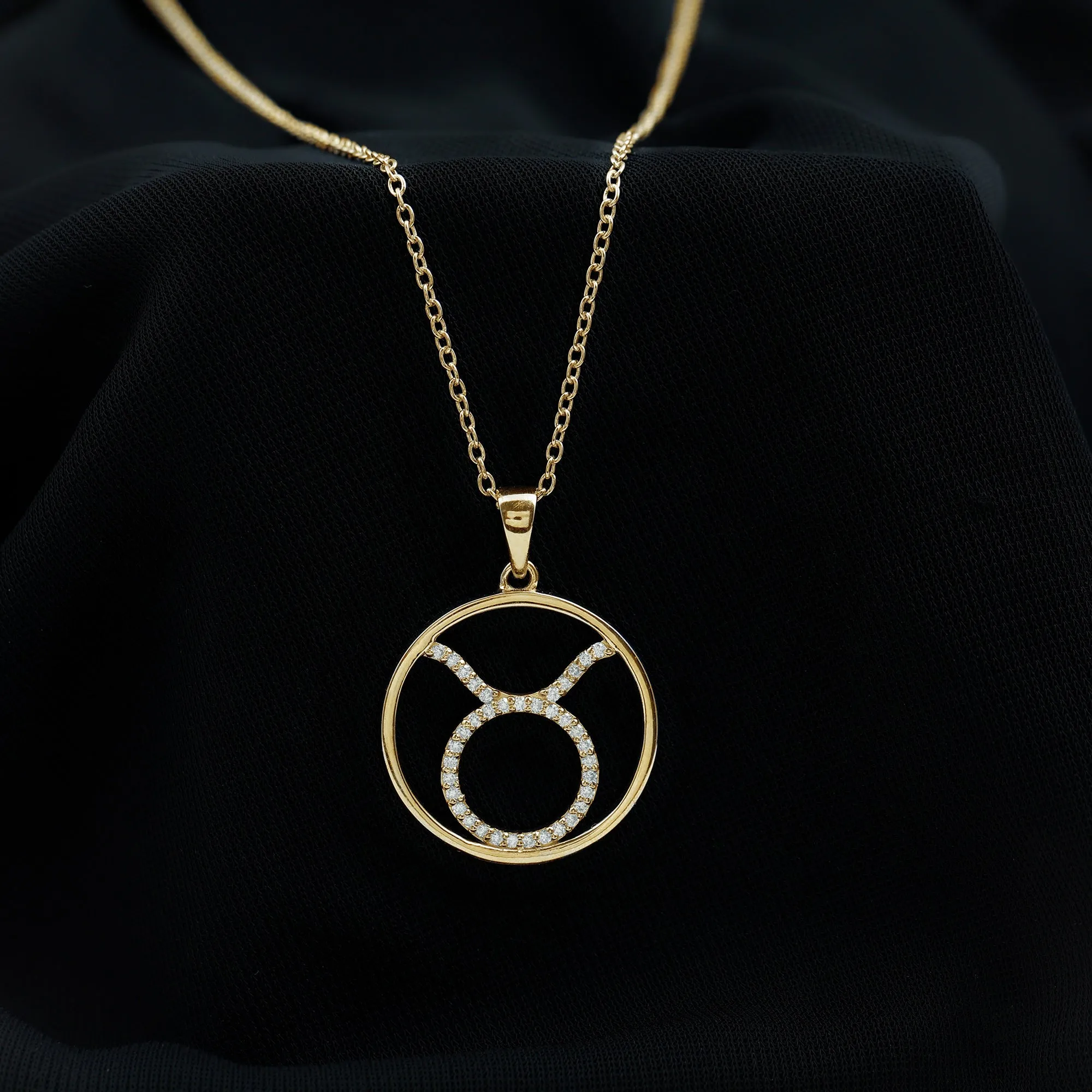 Certified Moissanite Taurus Zodiac Sign Pendant Necklace