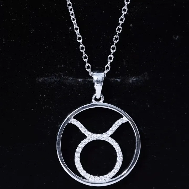 Certified Moissanite Taurus Zodiac Sign Pendant Necklace