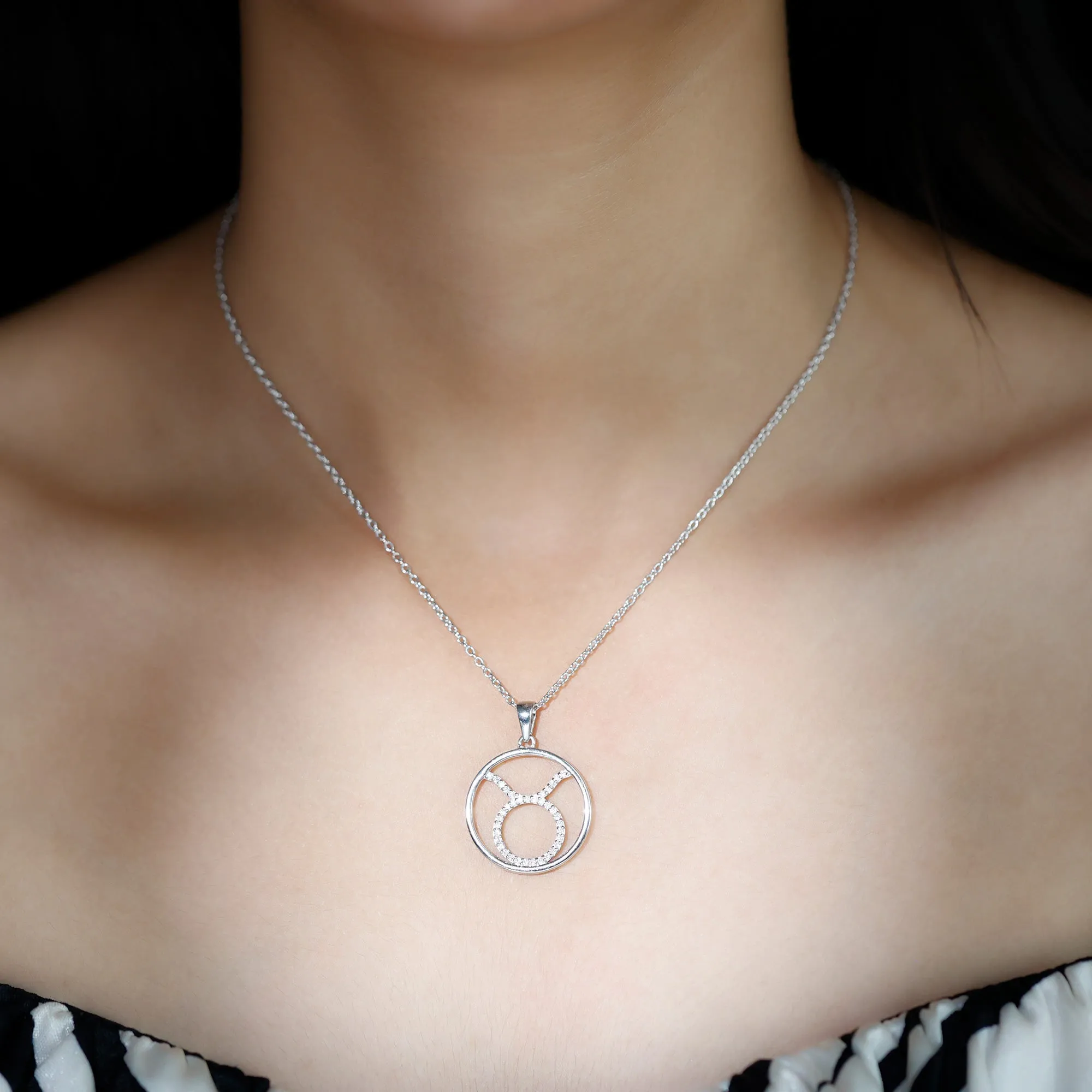 Certified Moissanite Taurus Zodiac Sign Pendant Necklace