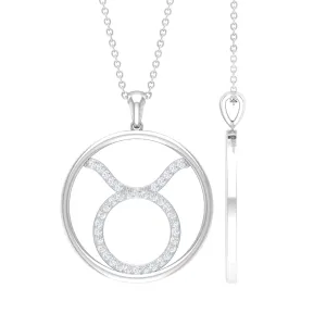 Certified Moissanite Taurus Zodiac Sign Pendant Necklace