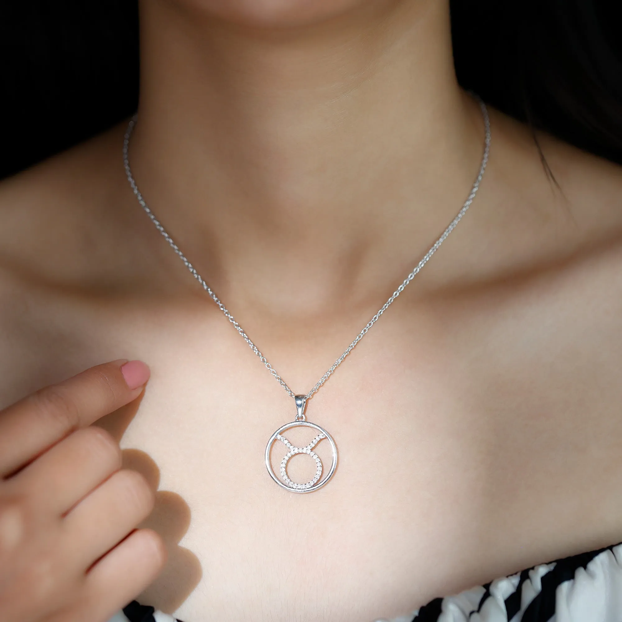 Certified Moissanite Taurus Zodiac Sign Pendant Necklace