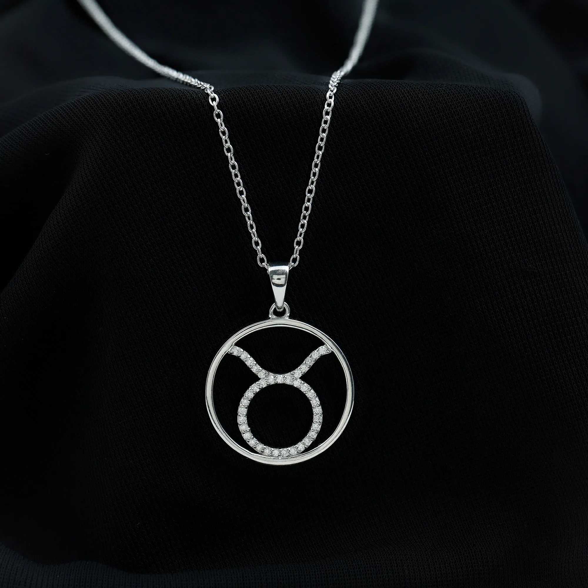 Certified Moissanite Taurus Zodiac Sign Pendant Necklace