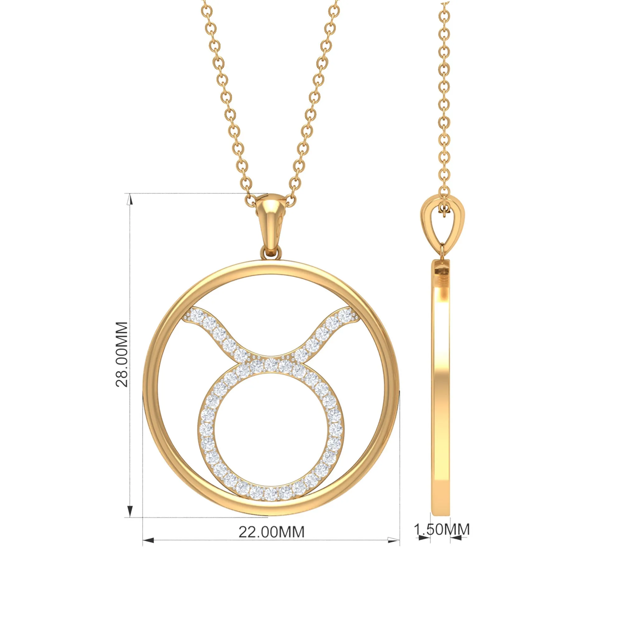 Certified Moissanite Taurus Zodiac Sign Pendant Necklace