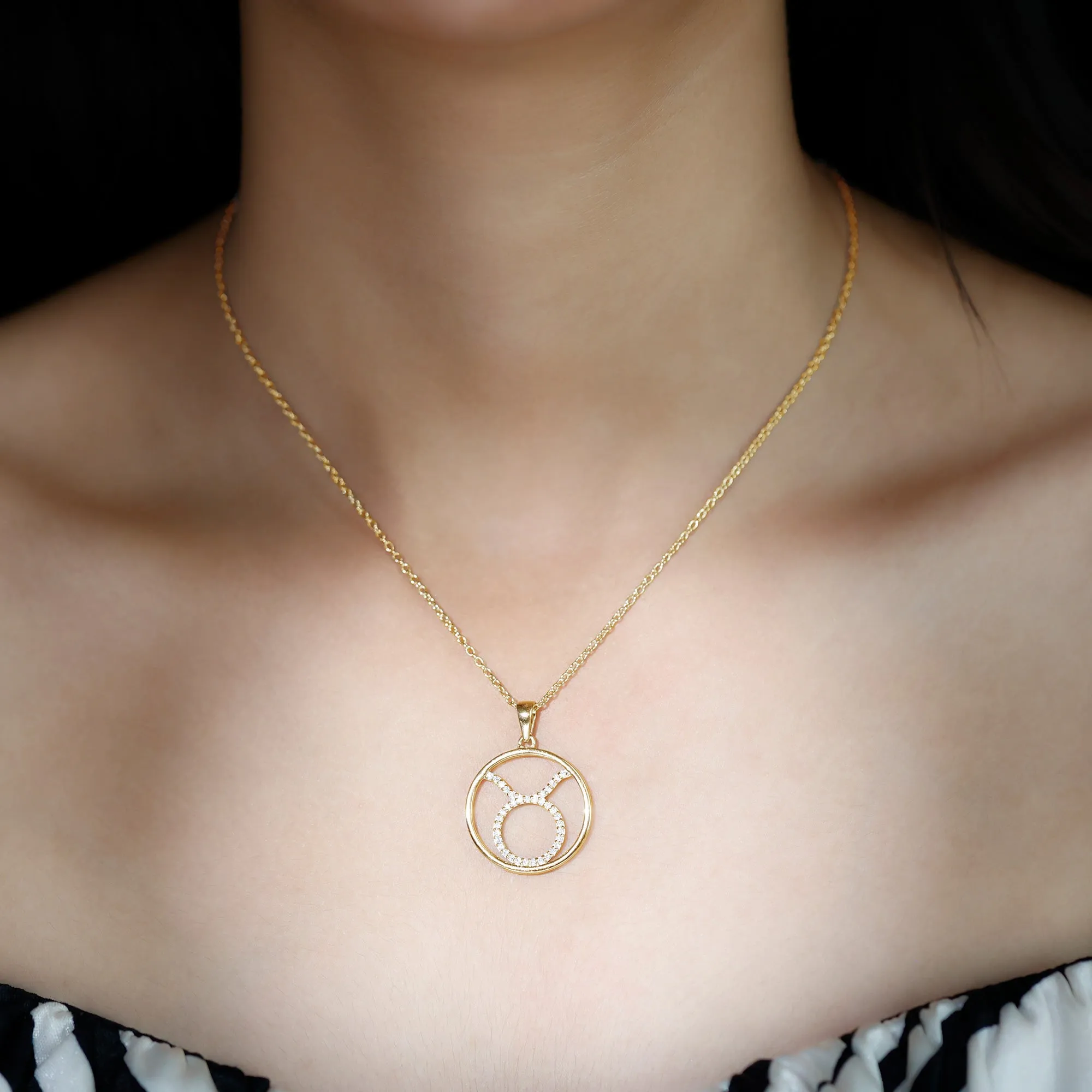 Certified Moissanite Taurus Zodiac Sign Pendant Necklace