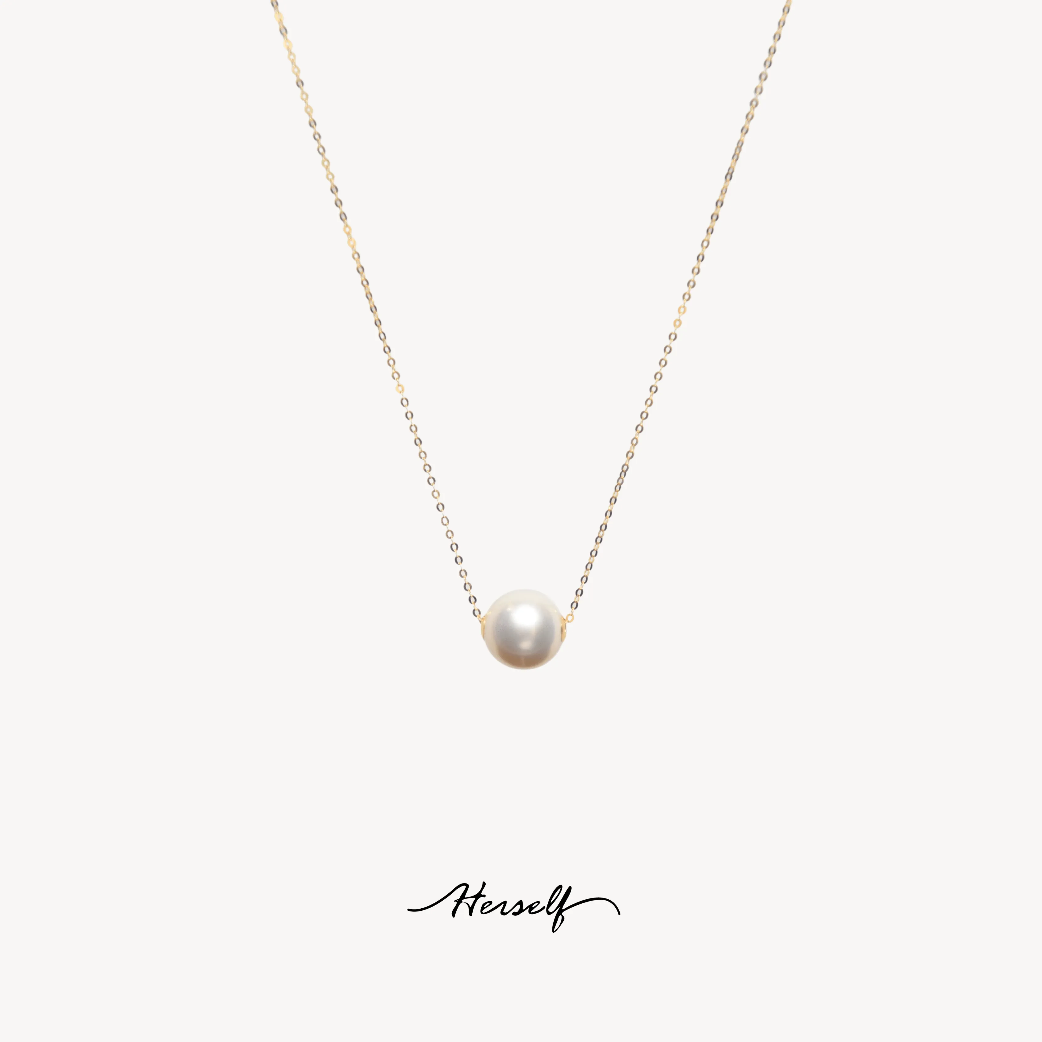 Classic Single Pearl Pendant Necklace 18K Gold