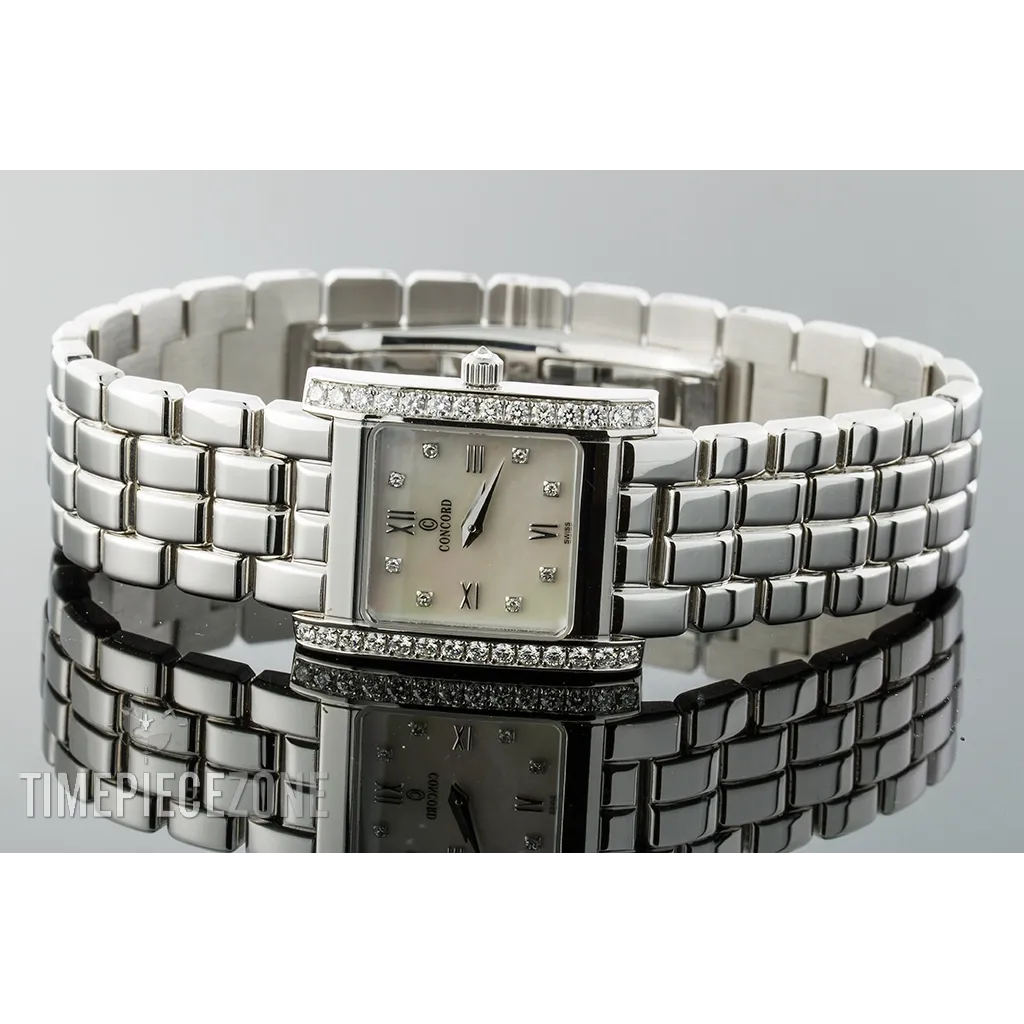 Concord La Tour Watch 14K White Gold MOP Dial Diamonds 20 x 25mm Quartz (FINAL SALE)