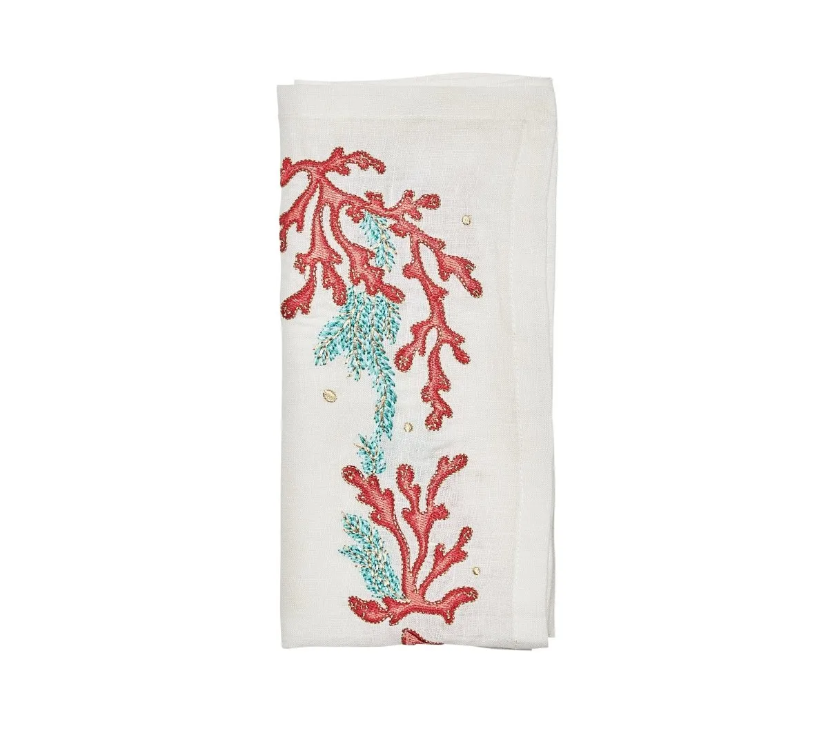 Coral Spray Napkin in White Coral & Turquoise Set of 4 by Kim Seybert