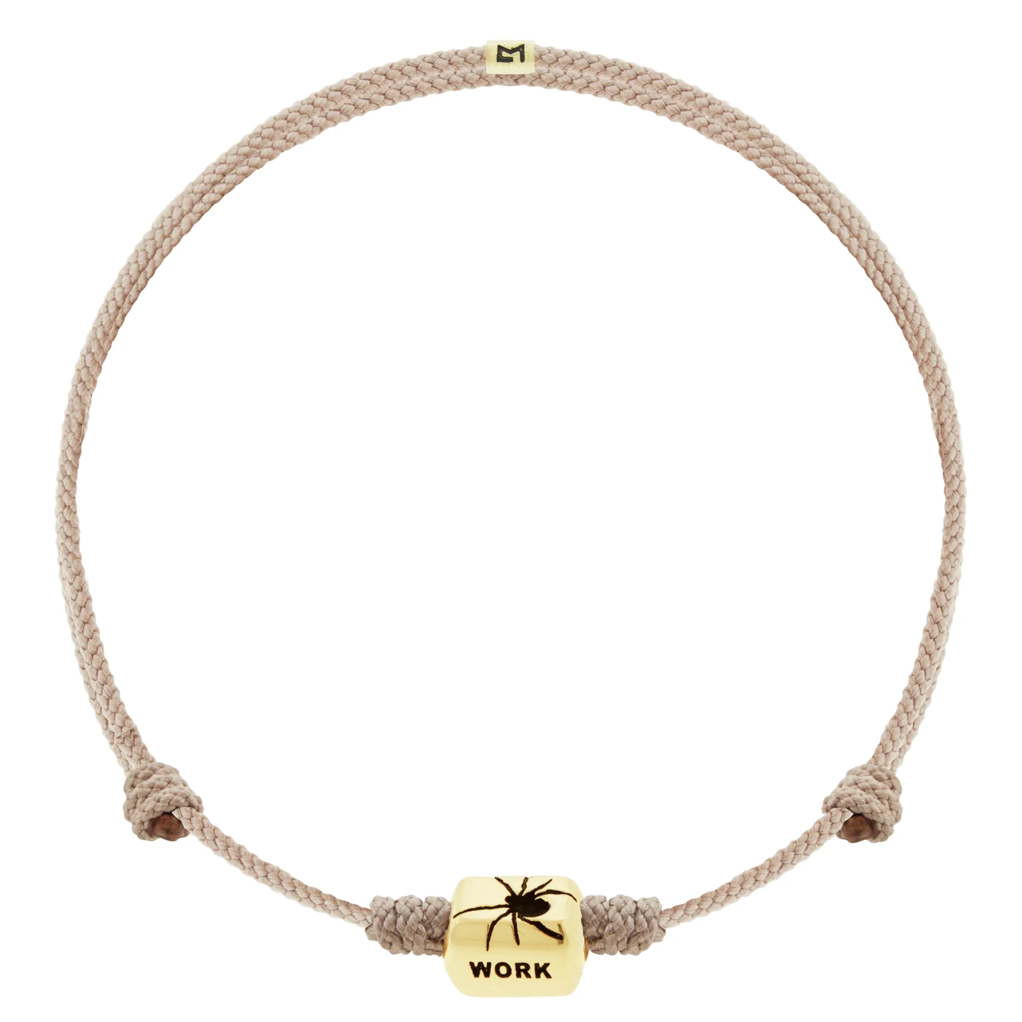 CREATE WORK Spider Ingot on Taupe Cord Bracelet
