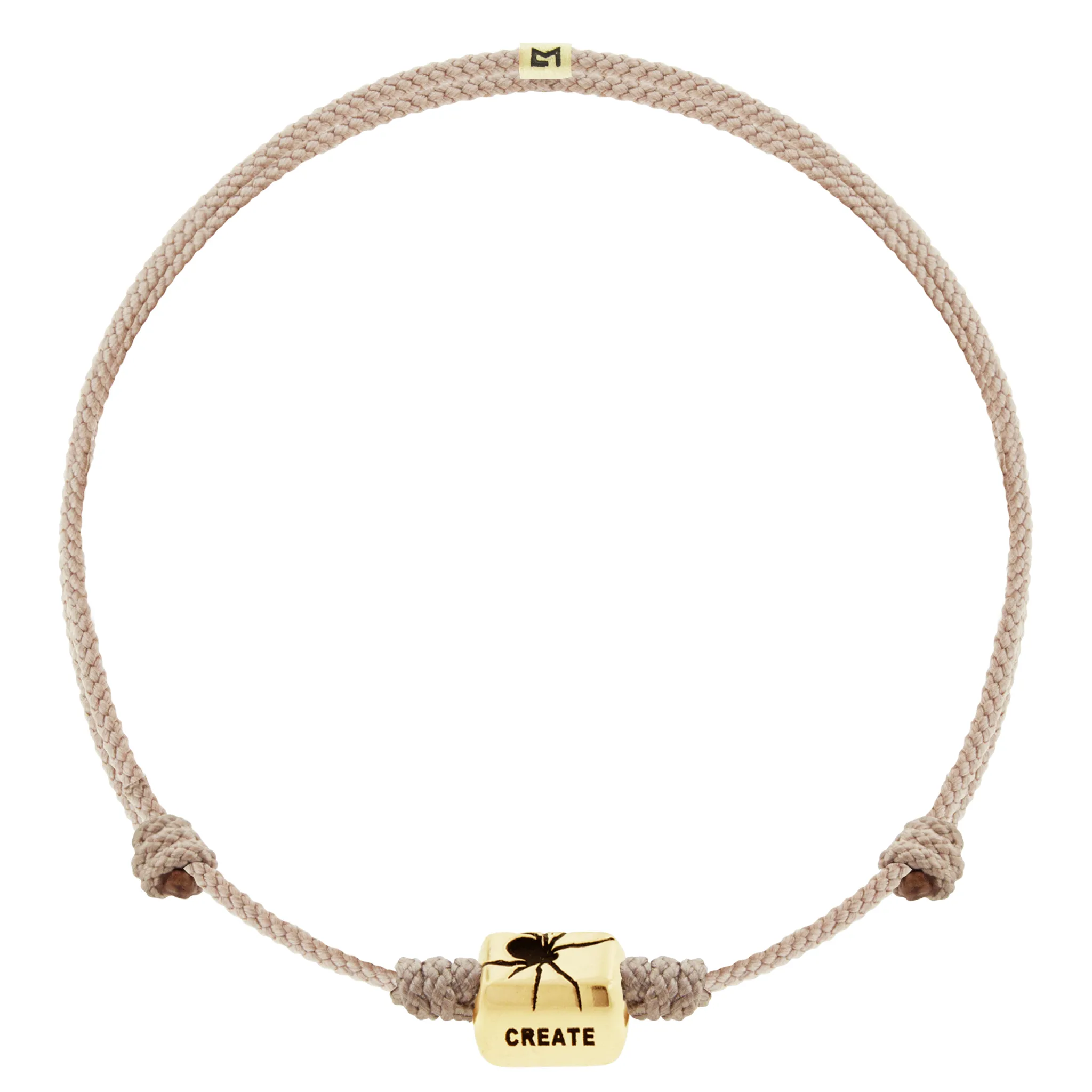 CREATE WORK Spider Ingot on Taupe Cord Bracelet