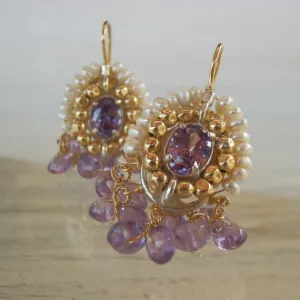 Cubic Zirconia Amethyst Cherkes Earrings