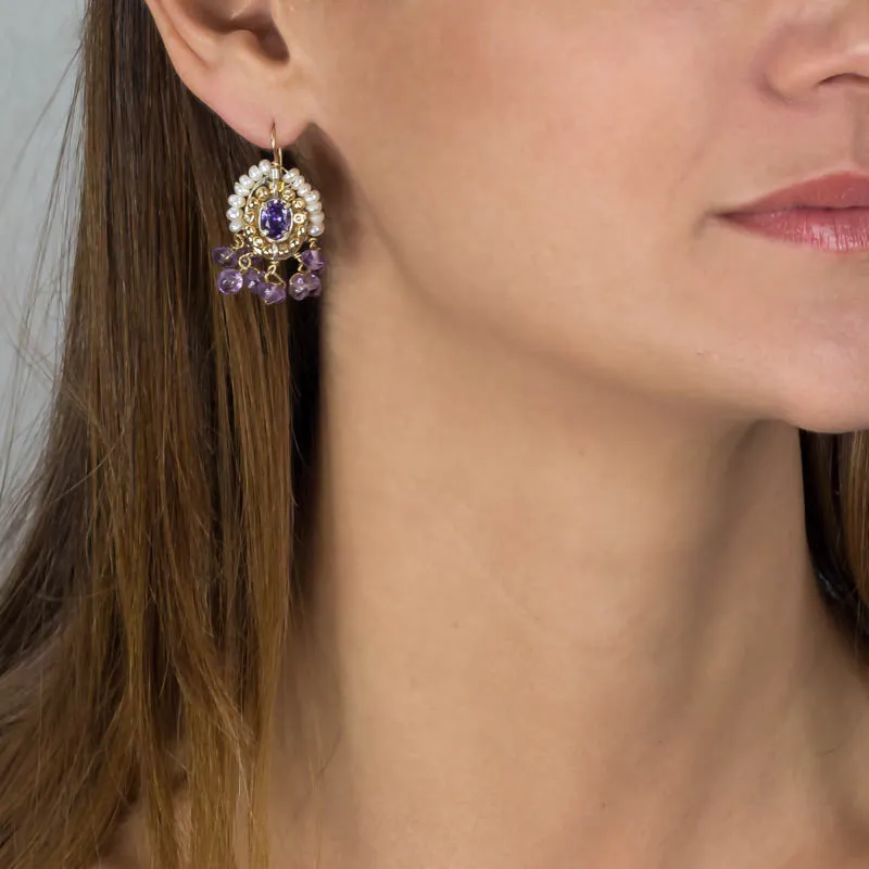 Cubic Zirconia Amethyst Cherkes Earrings