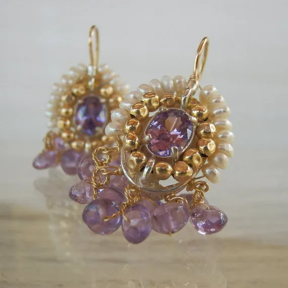Cubic Zirconia Amethyst Cherkes Earrings