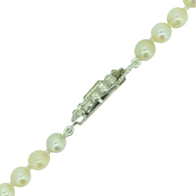 Cultured Pearl Necklace With Diamond Clasp
