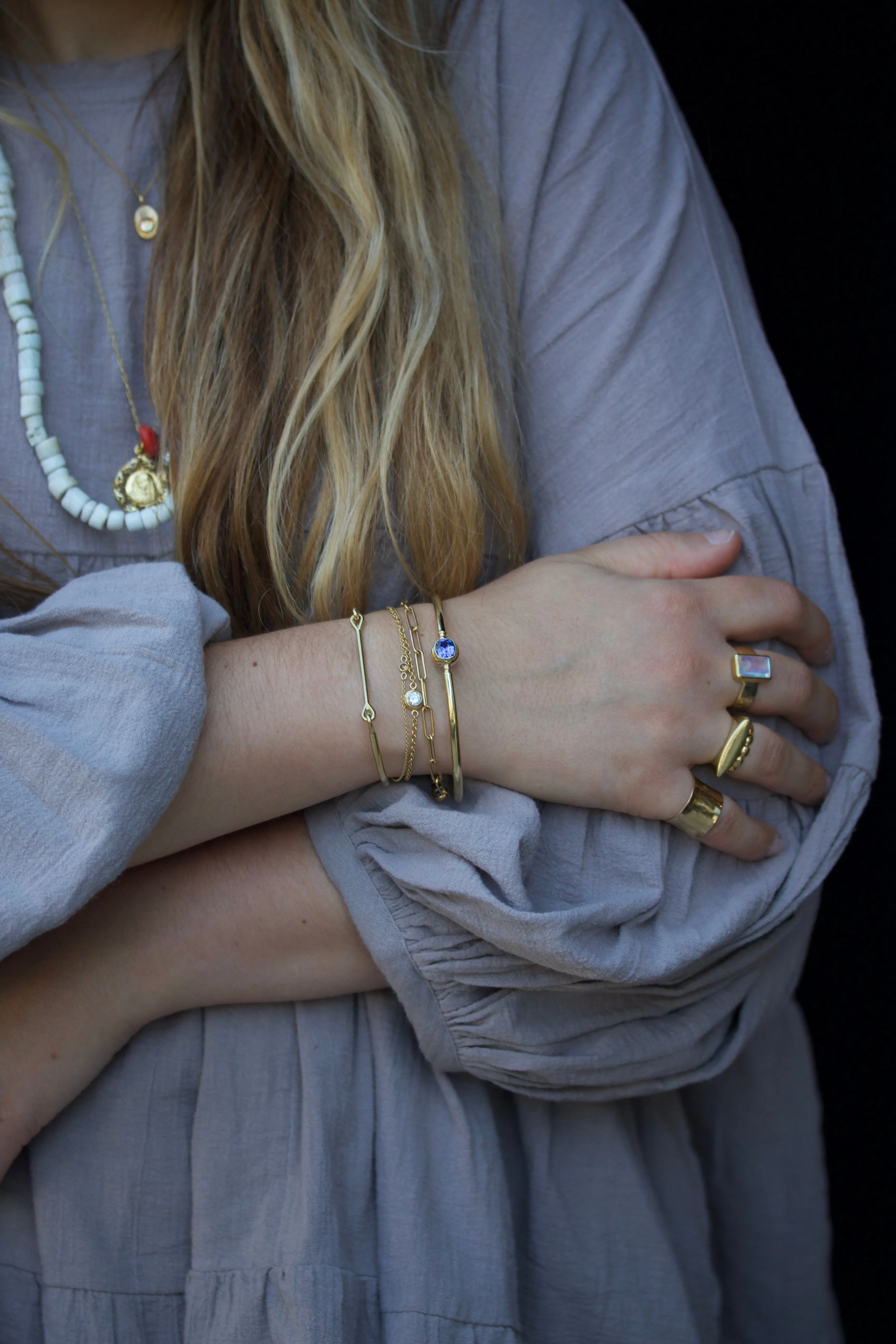 Cushion Cut Blue Sapphire Bangle Bracelet