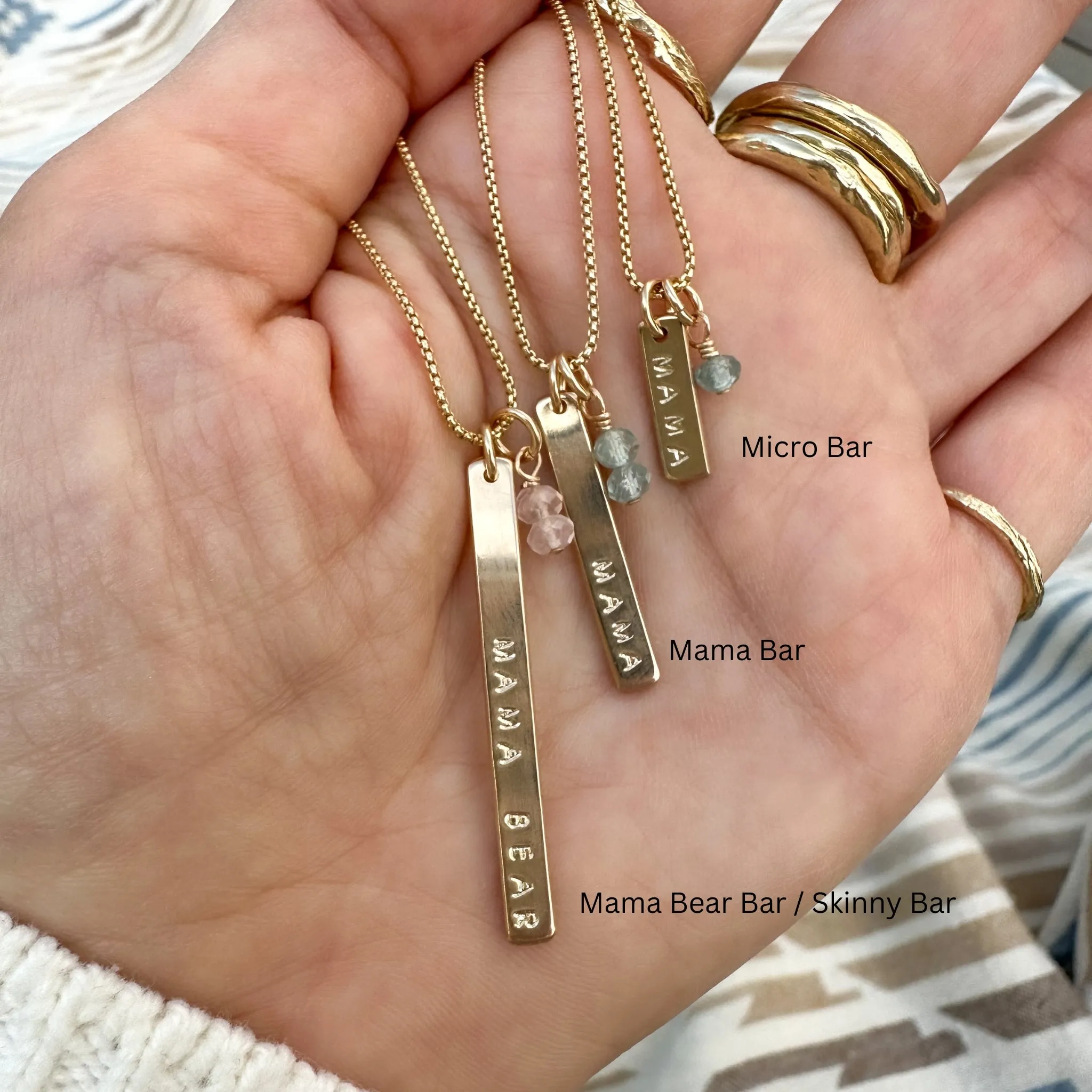 Custom Skinny Bar Necklace | Gold