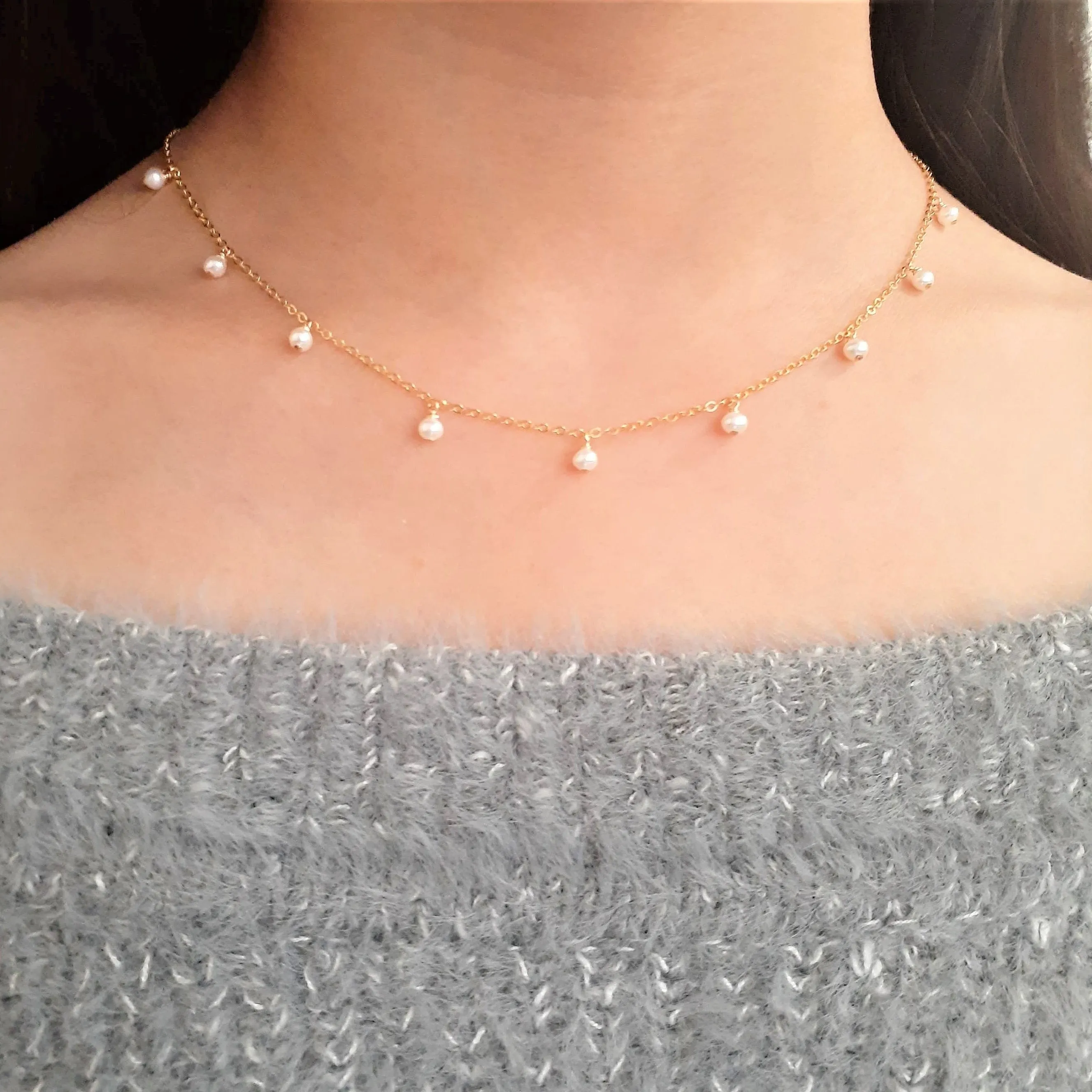 Dainty Freshwater Pearl Choker Necklace