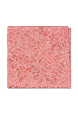 Dark Coral Floral Pocket Square